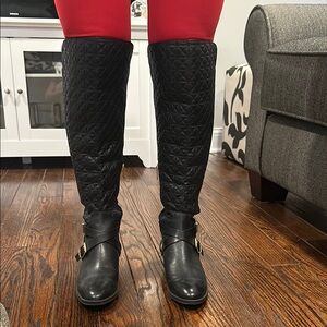 Vince Camino Black Quilted Knee-High Boots